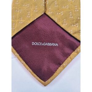 Dolce‎ & Gabbana Cravatte Silk Tie Gold Geometric Made in Italy Mens Neckwear